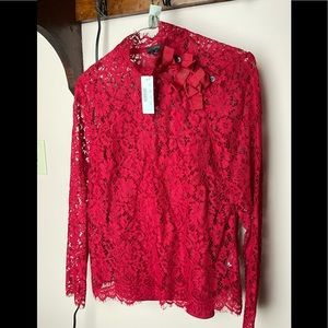 Deep red lace top with built-in liner